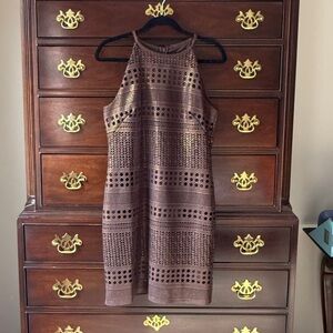 White House Black Market Brown Crochet Dress